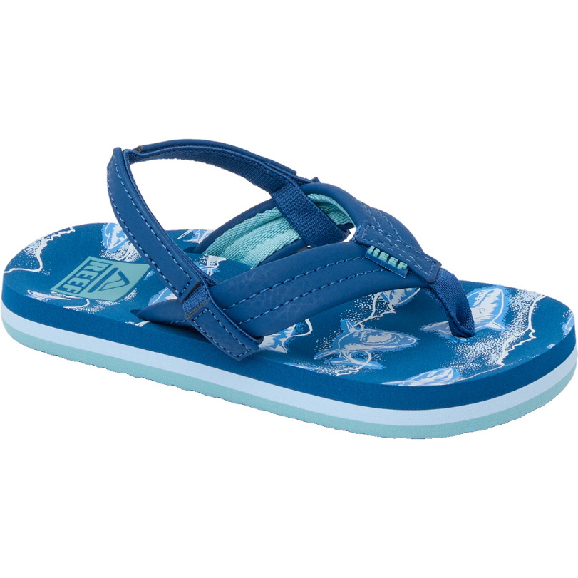 2026 Reef Little Ahi Sandals CJ9091 - Royal Sharks